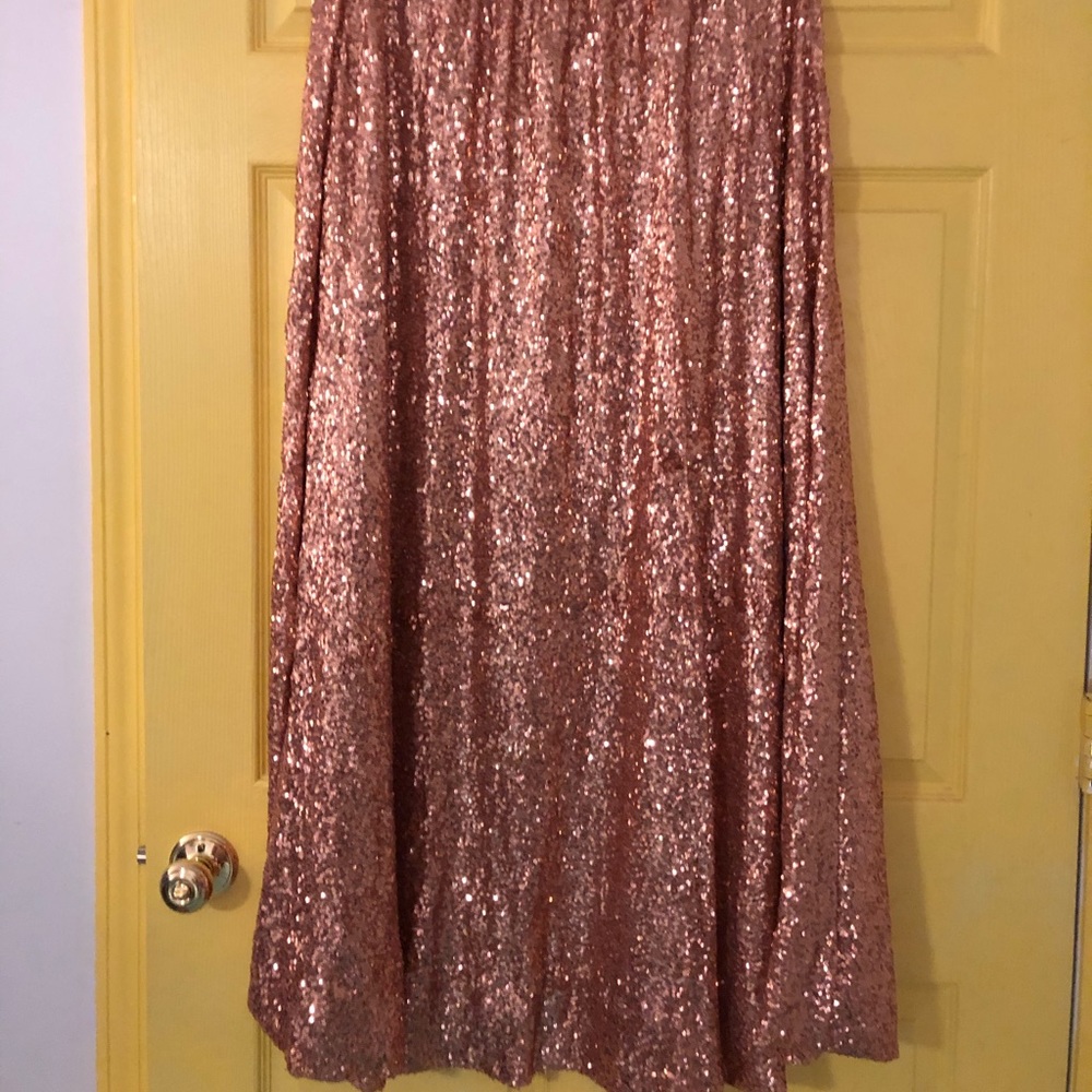 SOCIETY+ Formal Rose Gold Sequin Skirt